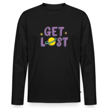 Get Lost - Men's Premium Organic Long Sleeve Shirt - black - Front - Nico (187cm)