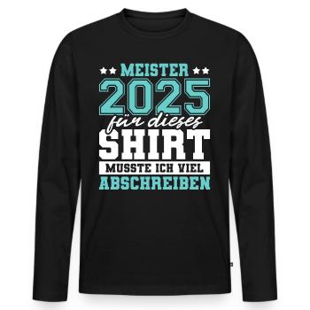 Meister 2025 Mechaniker Meistertitel Geschenk - Männer Premium Bio Langarmshirt - Schwarz - Vorne - Nico (187cm)