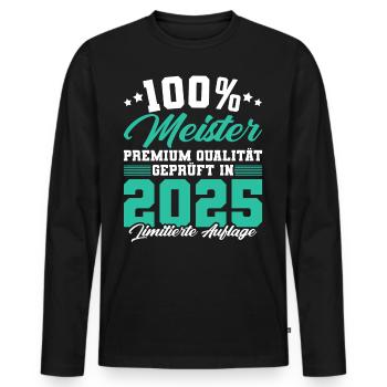 Meister 2025 Mechaniker Meistertitel Geschenk - Männer Premium Bio Langarmshirt - Schwarz - Vorne - Nico (187cm)