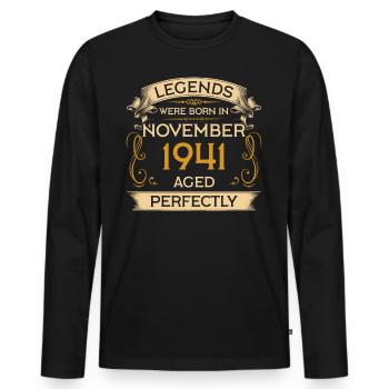 Birthday Legends were born in November 1941 - Men's Premium Organic Long Sleeve Shirt - black - Front - Nico (187cm)