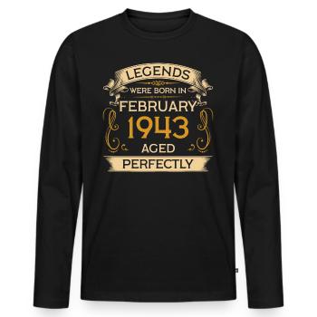 Legends Were Born Birthday in February 1943 - Men's Premium Organic Long Sleeve Shirt - black - Front - Nico (187cm)