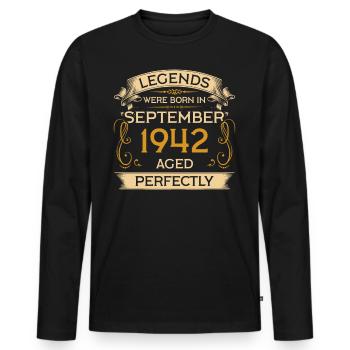Legends Were Born Birthday in September 1942 - Men's Premium Organic Long Sleeve Shirt - black - Front - Nico (187cm)