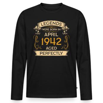 Birthday Legends were born in April 1942 - Men's Premium Organic Long Sleeve Shirt - black - Front - Nico (187cm)