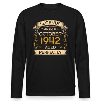 Legends Were Born Birthday in October 1942 - Men's Premium Organic Long Sleeve Shirt - black - Front - Nico (187cm)