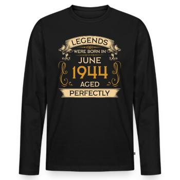 Birthday Legends were born in June 1944 - Men's Premium Organic Long Sleeve Shirt - black - Front - Nico (187cm)