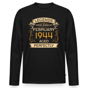 Legends Were Born birthday in February 1944 - Men's Premium Organic Long Sleeve Shirt - black - Front - Nico (187cm)
