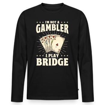 Je ne suis pas un joueur et je joue au bridge - T-shirt manches longues Premium bio Homme - noir - Devant - Nico (187cm)