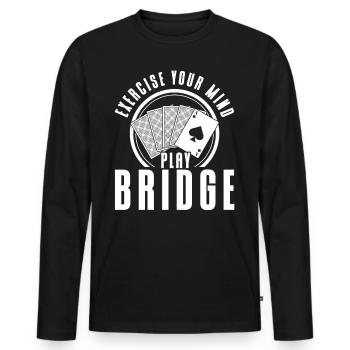 Entraînez le jeu de l’ Bridge - T-shirt manches longues Premium bio Homme - noir - Devant - Nico (187cm)