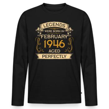 Legends Were Born Birthday in February 1946 - Men's Premium Organic Long Sleeve Shirt - black - Front - Nico (187cm)