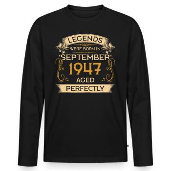 Legends Were Born Birthday in September 1947 - Men's Premium Organic Long Sleeve Shirt - black - Front - Nico (187cm)