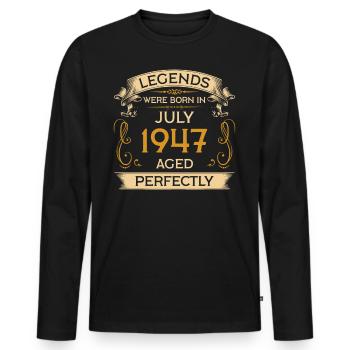 Birthday Legends Were Born Ins July 1947 - Men's Premium Organic Long Sleeve Shirt - black - Front - Nico (187cm)