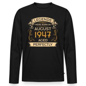 Legends Were Born Birthday in August 1947 - Men's Premium Organic Long Sleeve Shirt - black - Front - Nico (187cm)