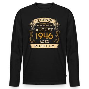 Birthday Legends were born in August 1946 - Men's Premium Organic Long Sleeve Shirt - black - Front - Nico (187cm)