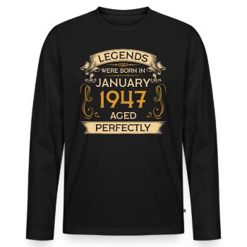 Birthday Legends were born in January 1947 - Men's Premium Organic Long Sleeve Shirt - black - Front - Nico (187cm)