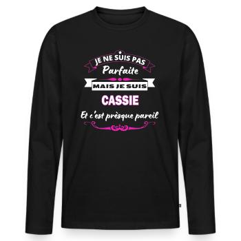 je ne suis pas Parfaite Cassie - T-shirt manches longues Premium bio Homme - noir - Devant - Nico (187cm)