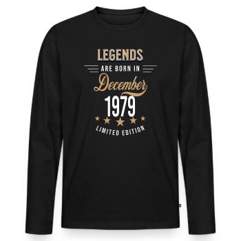 Legends are born in December 1979 - Men's Premium Organic Long Sleeve Shirt - black - Front - Nico (187cm)