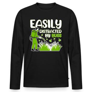 Facilement distrait par les exterminateurs de vermine - T-shirt manches longues Premium bio Homme - noir - Devant - Nico (187cm)