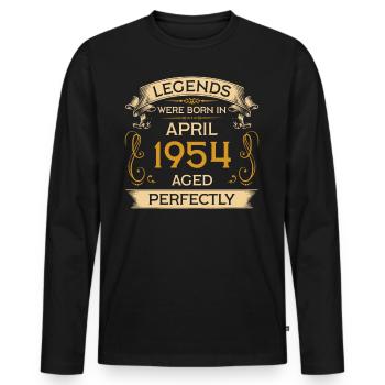 Legends Were Born Birthday in April 1954 - Men's Premium Organic Long Sleeve Shirt - black - Front - Nico (187cm)