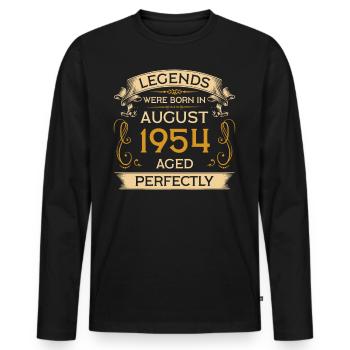 Legends Were Born birthday in August 1954 - Men's Premium Organic Long Sleeve Shirt - black - Front - Nico (187cm)