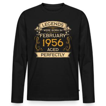 Birthday Legends were born in February 1956 - Men's Premium Organic Long Sleeve Shirt - black - Front - Nico (187cm)