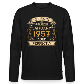 Birthday Legends were born in January 1957 - Men's Premium Organic Long Sleeve Shirt - black - Front - Nico (187cm)