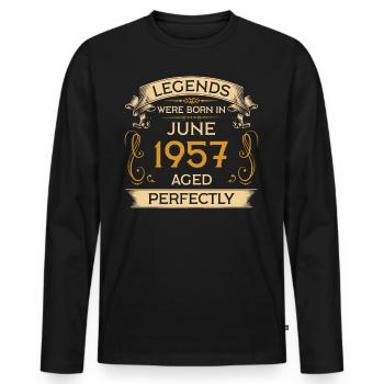 Birthday Legends Were Born In June 1957 - Men's Premium Organic Long Sleeve Shirt - black - Front - Nico (187cm)