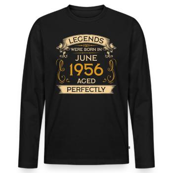 Geburtstag Legends Were Born In Juni 1956 - Männer Premium Bio Langarmshirt - Schwarz - Vorne - Nico (187cm)