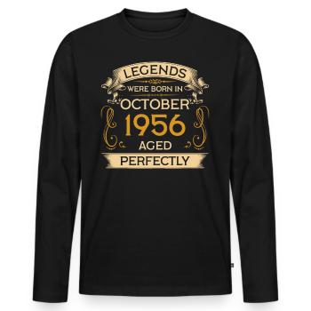 Legends Were Born Birthday in October 1956 - Men's Premium Organic Long Sleeve Shirt - black - Front - Nico (187cm)