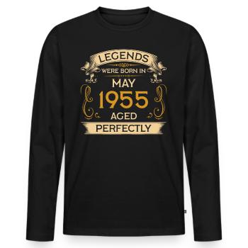 Birthday Legends were born in May 1955 - Men's Premium Organic Long Sleeve Shirt - black - Front - Nico (187cm)