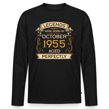 Legends Were Born Birthday in October 1955 - Men's Premium Organic Long Sleeve Shirt - black - Front - Nico (187cm)