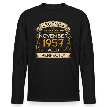 Birthday Legends Were Born In November 1957 - Men's Premium Organic Long Sleeve Shirt - black - Front - Nico (187cm)