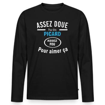 Assez doue pour etre PICARD - T-shirt manches longues Premium bio Homme - noir - Devant - Nico (187cm)