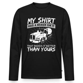 On my shirt is a mixer mixer driver - Men's Premium Organic Long Sleeve Shirt - black - Front - Nico (187cm)