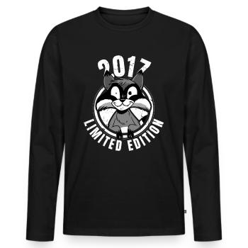 Édition limitée 2017 Crazy Raccoon Raccoon - T-shirt manches longues Premium bio Homme - noir - Devant - Nico (187cm)