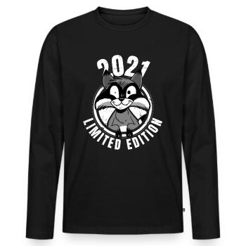 Édition limitée 2021 Crazy Raccoon Raccoon - T-shirt manches longues Premium bio Homme - noir - Devant - Nico (187cm)