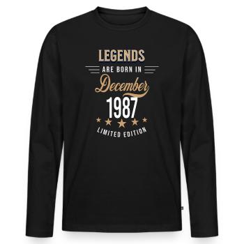 Legends werden im Dezember 1987 geboren - Männer Premium Bio Langarmshirt - Schwarz - Vorne - Nico (187cm)
