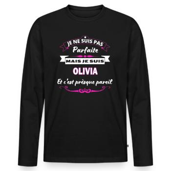 je ne suis pas Parfaite Olivia - T-shirt manches longues Premium bio Homme - noir - Devant - Nico (187cm)