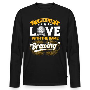 Je suis tombé amoureux du nom Brewing Brewer - T-shirt manches longues Premium bio Homme - noir - Devant - Nico (187cm)