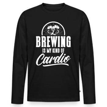 Brauen ist meine Art von Kardio Brauer - Männer Premium Bio Langarmshirt - Schwarz - Vorne - Nico (187cm)