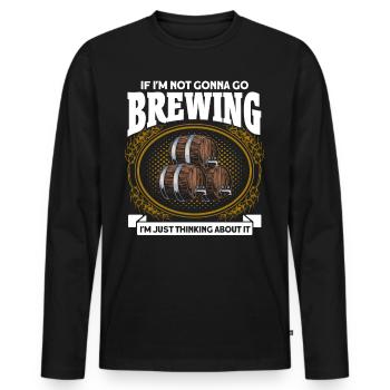 Brauen Ich denke nur darüber nach Brauer - Männer Premium Bio Langarmshirt - Schwarz - Vorne - Nico (187cm)