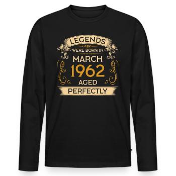 Birthday Legends Were Born Ins March 1962 - Men's Premium Organic Long Sleeve Shirt - black - Front - Nico (187cm)