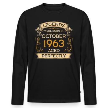 Birthday Legends Were Born Ins October 1963 - Men's Premium Organic Long Sleeve Shirt - black - Front - Nico (187cm)