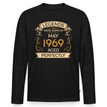 Birthday Legends Were Born Ins May 1969 - Men's Premium Organic Long Sleeve Shirt - black - Front - Nico (187cm)