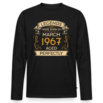 Birthday Legends Were Born Ins March 1967 - Men's Premium Organic Long Sleeve Shirt - black - Front - Nico (187cm)
