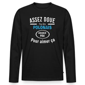 J'peux pas j'me barre en bateau - T-shirt manches longues Premium bio Homme - noir - Devant - Nico (187cm)
