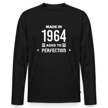 Perfekt gealtert 1964 - Männer Premium Bio Langarmshirt - Schwarz - Vorne - Nico (187cm)