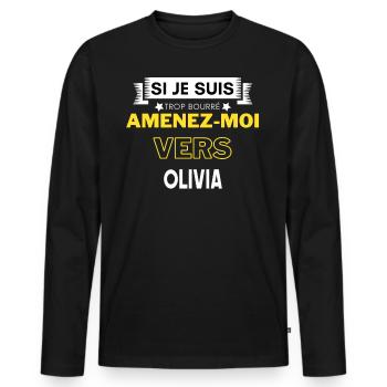 si je suis trop bourré amenez moi vers Olivia - T-shirt manches longues Premium bio Homme - noir - Devant - Nico (187cm)
