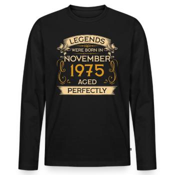 Birthday Legends Were Born Ins November 1975 - Men's Premium Organic Long Sleeve Shirt - black - Front - Nico (187cm)