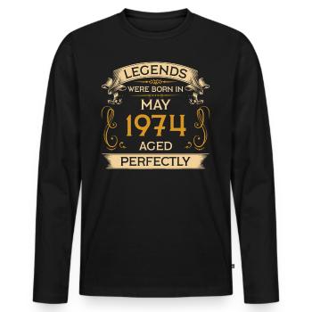Birthday Legends est né en mai 1974 - T-shirt manches longues Premium bio Homme - noir - Devant - Nico (187cm)