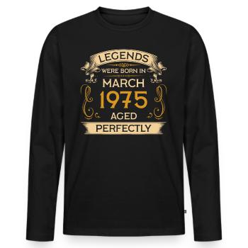 Birthday Legends est né en mars 1975 - T-shirt manches longues Premium bio Homme - noir - Devant - Nico (187cm)